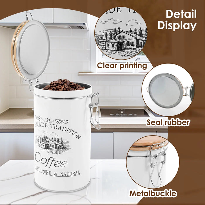 3‑Piece Metal Tea, Coffee & Sugar Canister Set with Bamboo Lids