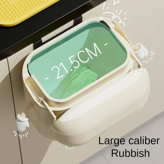 Cream-Coloured Wall-Mounted Kitchen Bin with Lid — 9L / 12L DIY