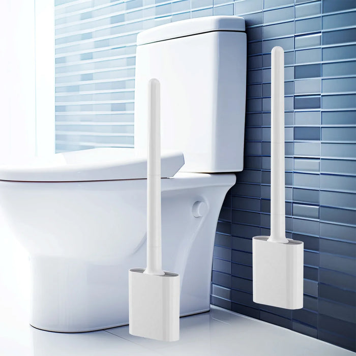 Mini Silicone Toilet Brush Set — Wall‑Mounted or Free‑Standing, Soft Silicone Brush