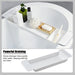 Expandable Drain Bath Shelf Caddy Tray — Plastic Bathtub Organiser (White/Black)