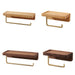 Wall-Mounted Toilet Roll Holder with Wood Shelf and Brass Fittings – Single Roll
