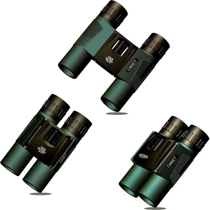 10x25 Compact Folding Binoculars — Lightweight Pocket Travel Binoculars for Adults & Kids