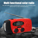 Portable Hand-Crank Solar Emergency Radio — NOAA/AM/FM with LED Torch & Power Bank (Red)