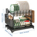 Stainless Steel 2-Tier Dish Rack — Hygienic Residue-Free Drying, Compact Kitchen Organiser