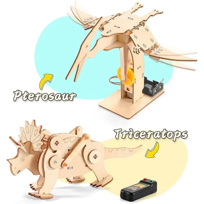 Wooden Dinosaur STEM Model Kit – choose 1 or 4 pcs (T‑Rex, Triceratops, Pterosaur, Brachiosaurus)