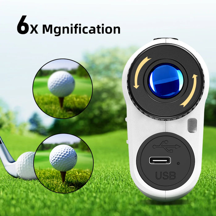 Rechargeable Golf Laser Rangefinder — 6x/6.5x Magnification, 5–600/1000 m, Type‑C
