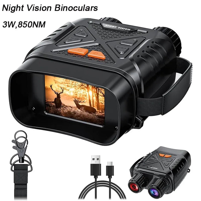 1080P Night Vision Binoculars 10x Digital — 800m Full-Dark IR, 2.8" Screen