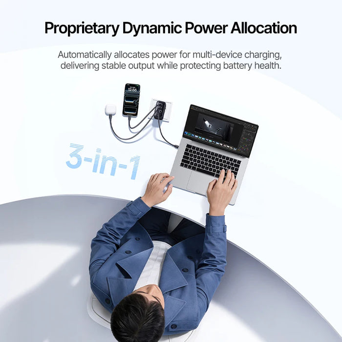 Baseus 100W GaN Fast Charger – 2 USB-C + USB-A, PD/QC/PPS