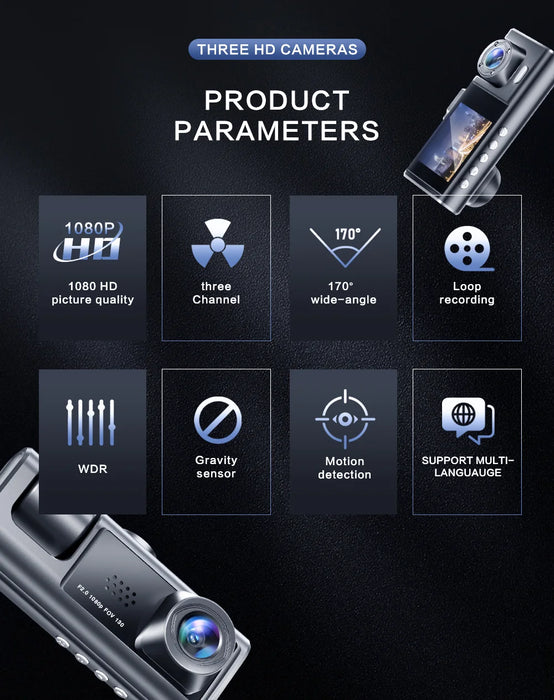 1080P Dual Dash Cam — Front and Interior with IR Night Vision