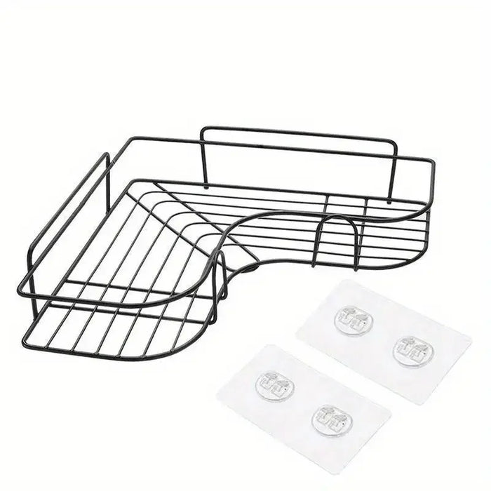 1pc Stainless Steel Corner Shower Caddy — No‑drill Wall‑Mounted Bathroom Organiser