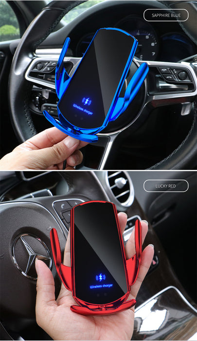 Q3 Smart Sensor 15W Wireless Car Charger & Auto‑Clamping Phone Holder — Qi Compatible