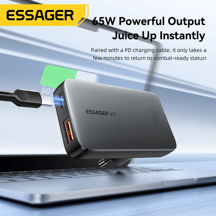 65W GaN Ultra-Thin Travel Charger — PD 3.0, PPS & QC 4.0 USB-C