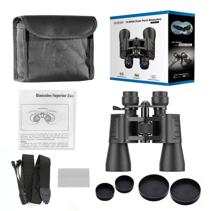 10–30x50 Zoom Binoculars — High-Power for Hunting, Birdwatching & Camping