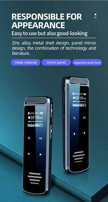 HD Voice‑Activated Digital Recorder (Touchscreen) with Noise Reduction & MP3