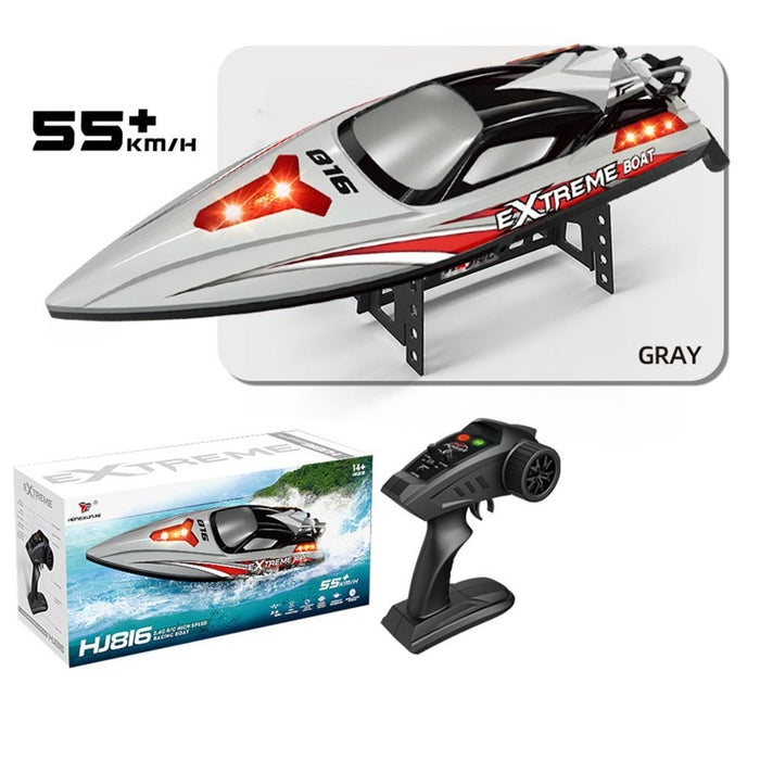 HXJRC HJ816 PRO RTR - 55km/h 2.4G Brushless High Speed RC Boat with Capsized Reset & LED Lights - Waterproof Electric Racing Speedboat for Lakes, Pools & Remote Control Enthusiasts - Shopsta EU