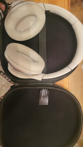 Auriculares Silver Oneodio en su estuche de transporte abierto