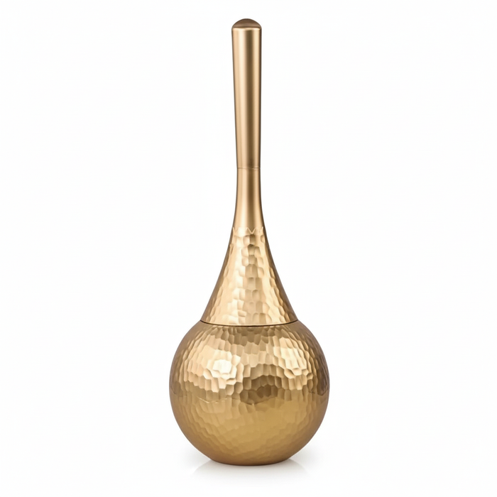 Long‑Handled Toilet Brush with Base Holder — Non‑Scratch Bathroom Brush, Gold or Silver