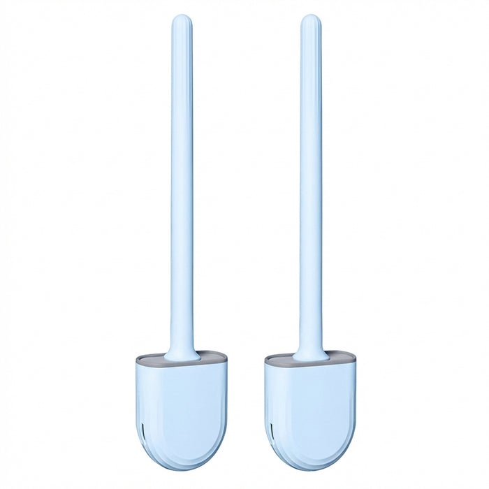 Wall-Mounted Silicone Toilet Brush Set — Easy Install, Long Handle with Portable Holder