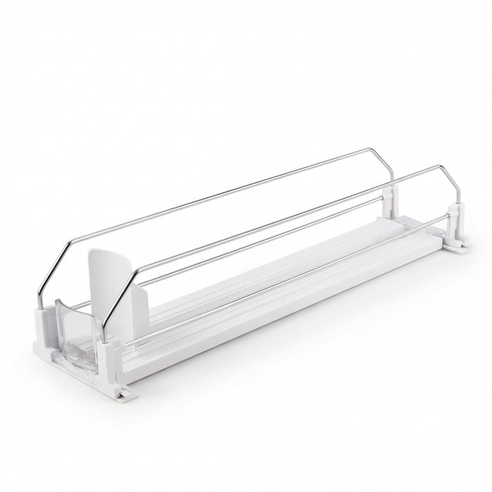 Canned Beverage Push Rack — Self-Pushing Fridge & Counter Organiser (310/380/410mm)