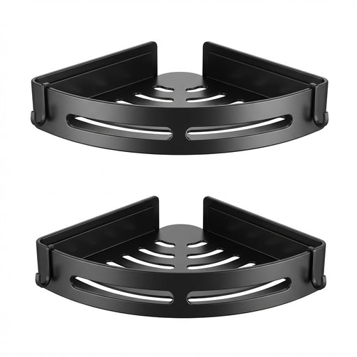 2pcs Corner Bathroom Shelf — Single-Tier Stainless Steel, No‑Drill Adhesive, Model FGR342