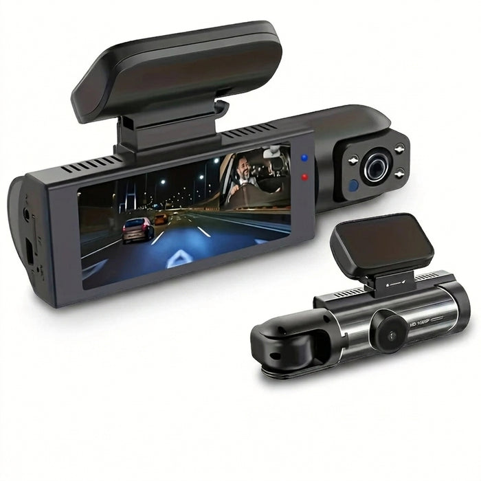 1080p Dual‑Lens Dash Cam with Wi‑Fi — Front & Cabin, Night Vision, Loop Recording