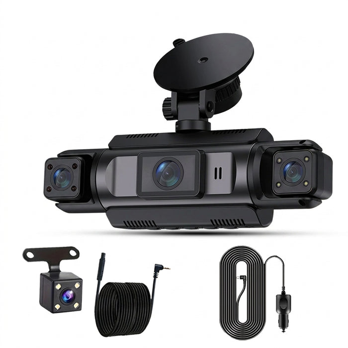 4-Channel Car Dash Cam with Wi‑Fi — FHD 1080p Front, Side & Rear, Night Vision, Hardwire Option