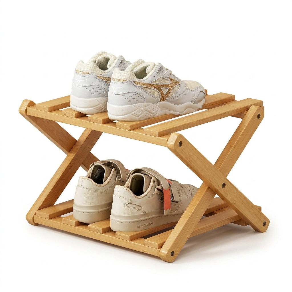 Bamboo Installation-Free Shoe Rack — 2 to 6 Tier Foldable Storage Shelf
