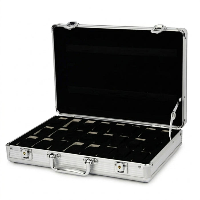 Aluminium-Frame Watch Storage Box — 6 / 12 / 24 Slot Display Case