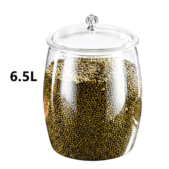 Airtight Clear Plastic Food Canister – 2.2 / 3.8 / 6.5L Flour, Cookie & Candy Jar with Lid