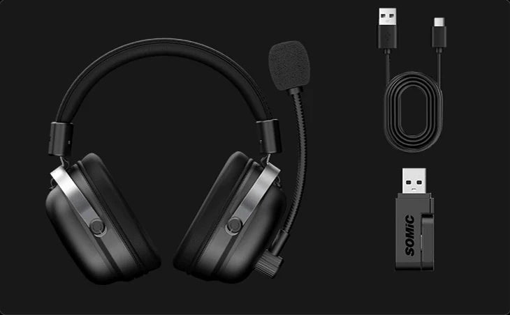 Cuffie Commander incluse, ricevitore USB wireless e cavo da USB-A a USB-C